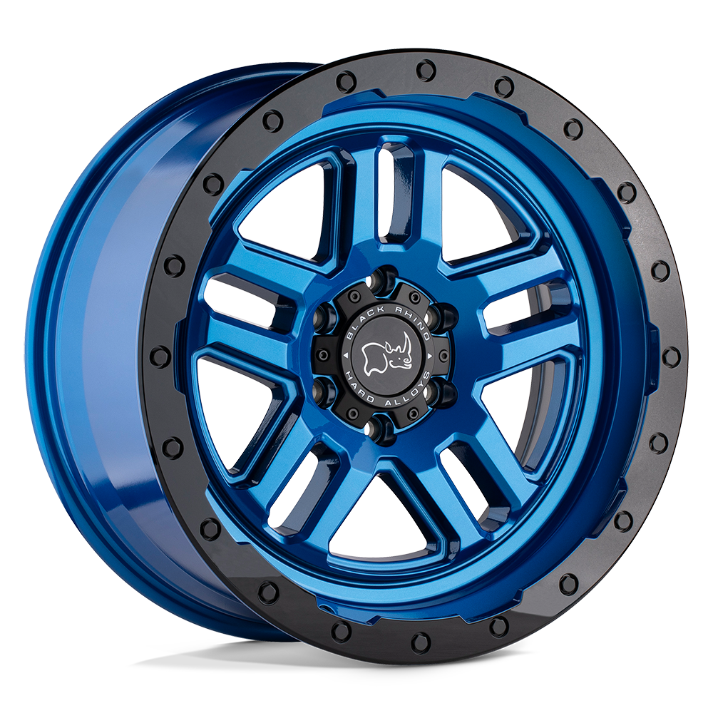 Black Rhino Hard Alloys Barstow 20X9.5 6X135 +12MM Dearborn Blue W/ Black Ring