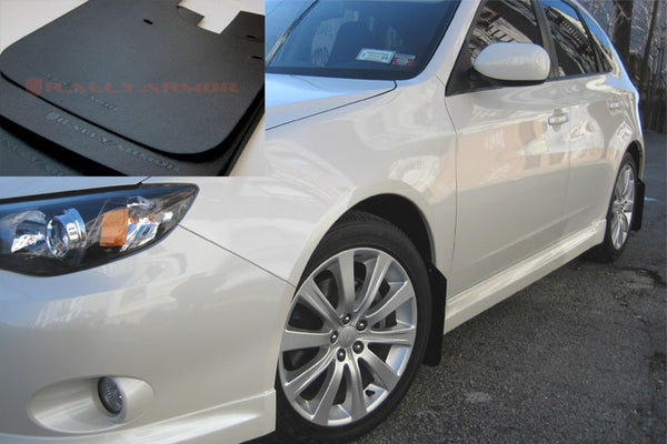 Rally Armor 08-10 Subaru WRX (Hatch & Sedan) / 08-11 Impreza 2.5i Basic Black Mud Flap w/ Black Logo - MF6-BAS-BLK for 2008-2
