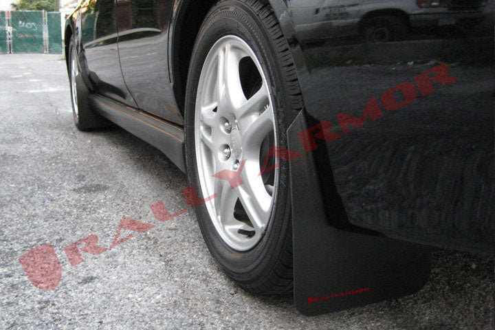 Rally Armor 02-07 Subaru WRX/STI/RS/2.5i (wagons req mod) Basic Black Mud Flap w/ Red Logo - MF1-BAS-RD for 2015-2021 Subaru 
