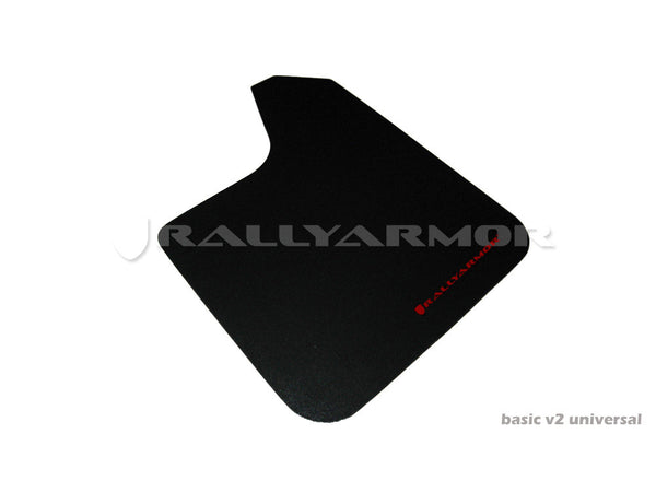 Rally Armor Universal Fit (No Hardware) Basic Black Mud Flap w/ Red Logo - MF12-BAS-RD by Rally Armor - front view