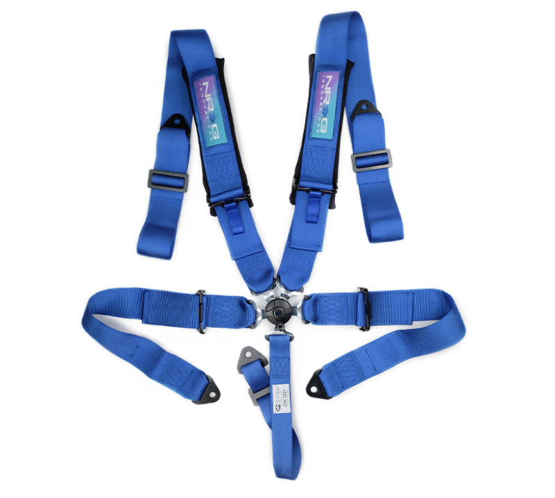 NRG 5PT 3in. Seat Belt Harness / Cam Lock - Blue - SBH-B6PCBL - front view
