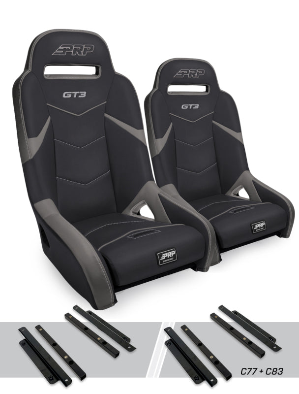 PRP Polaris General GT3 Suspension Seats Kit (Pair) - Black & Gray - A7301-PORXP-C83-203