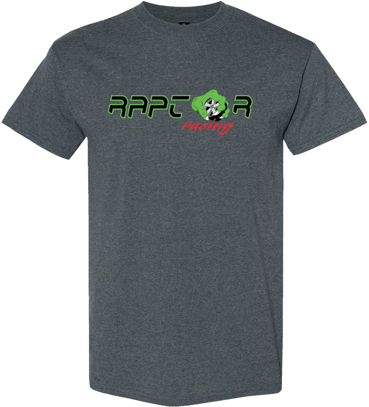 Raptor Racing 21st Anniversary Shirt front, dark heather grey