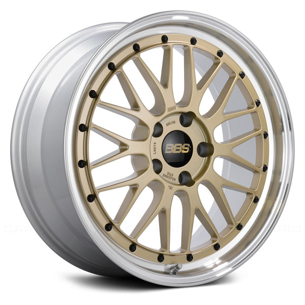 BBS LM 19x9.5 5x120 ET22 Gold Center / Diamond Cut Lip Wheel -82mm PFS/Clip Req - LM434GPK by BBS