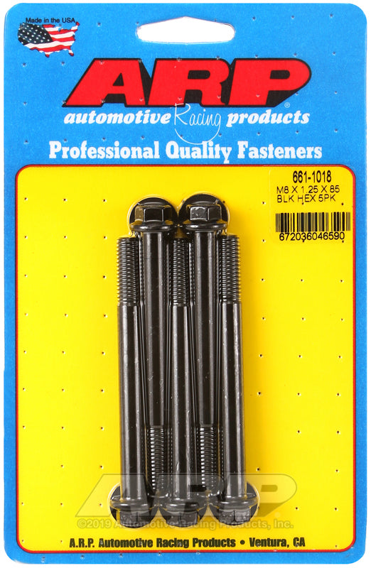 ARP M8 x 1.25 x 85 hex black oxide bolts - 661-1018