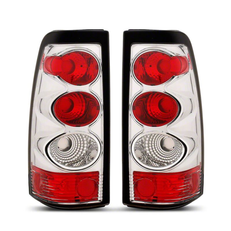 Raxiom 03-06 Chevrolet Silverado 1500 Fleetside Axial Series Tail Lights- Chrome- Red/Clear Lens - S112723 - front view