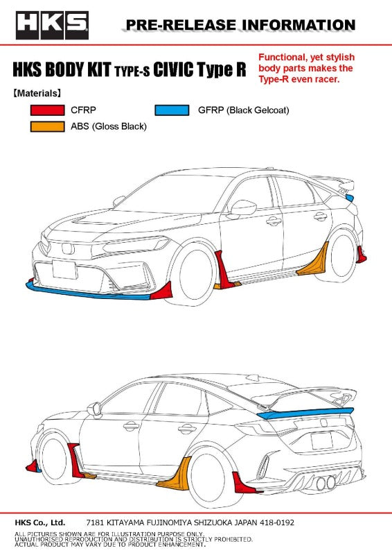 HKS BODY KIT TYPE-S FL5 S-Skirt - 53004-AH002