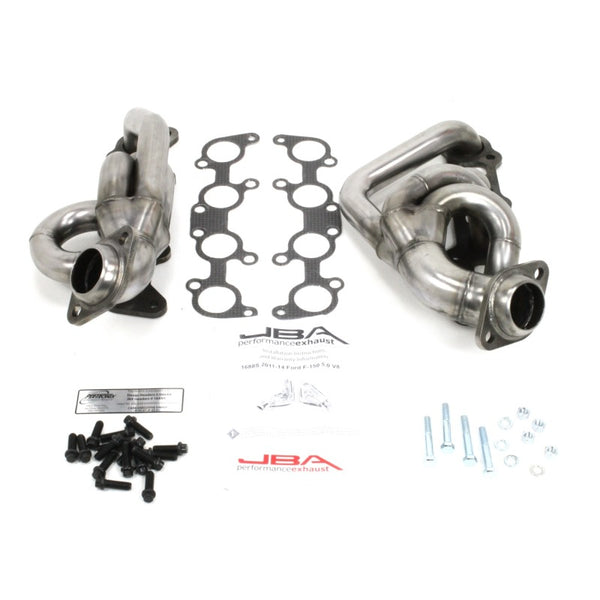 JBA 11-14 Ford F-150 5.0L Coyote 1-5/8in Primary Raw 409SS Cat4Ward Header - 1688S for 2011-2014 Ford F 150 - front view