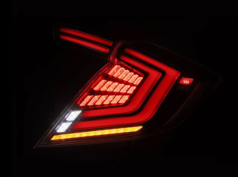 AlphaRex 16-21 Honda Civic Hatchback/ Type-R FK8 Nova-Series LED Tail Lights (Pair) - Alpha Black - 676000