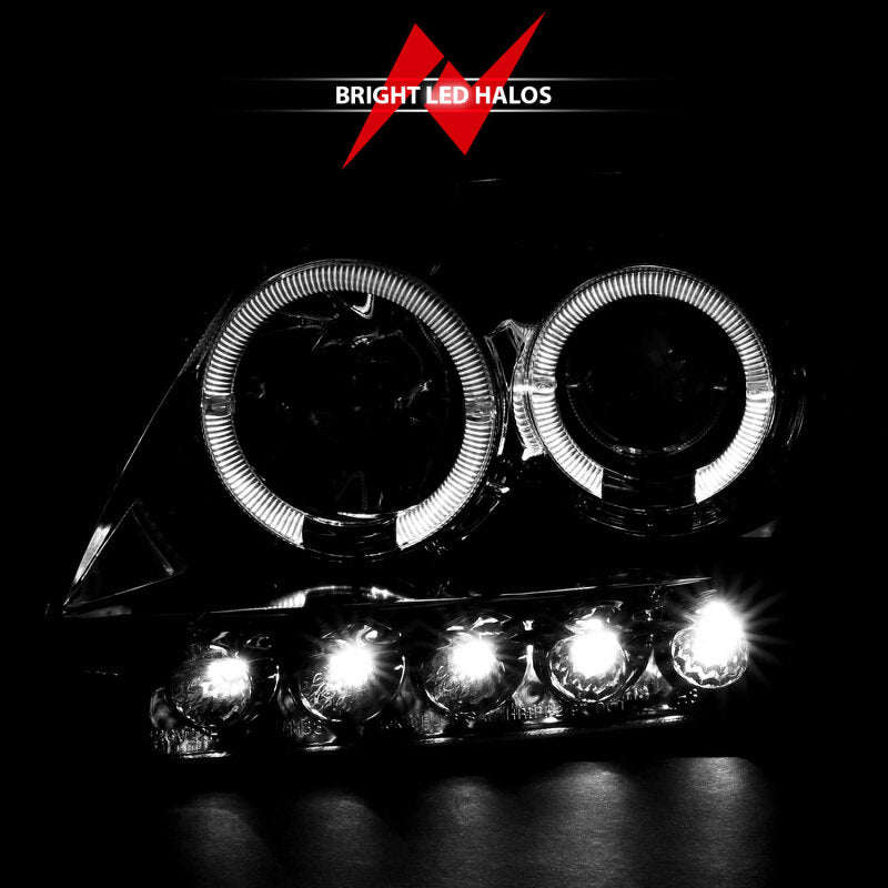 ANZO 1997.5-2003 Ford F-150 Projector Headlights w/ Halo and LED Chrome 1pc - 111032