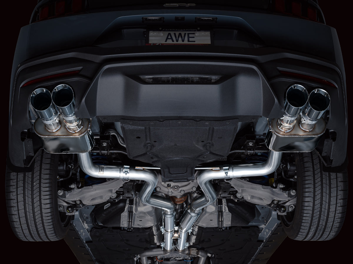 AWE 2024 Ford Mustang GT Fastback S650 RWD SwitchPath Catback Exhaust w/ Quad Chrome Silver Tips - 3025-42650