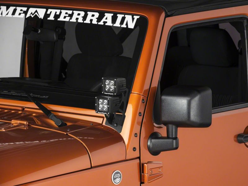 Raxiom 07-18 Jeep Wrangler JK Windshield Mounted Dual Light Brackets - J106739