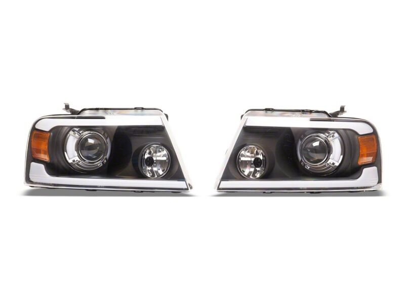 Raxiom 04-08 Ford F-150 Axial Series Projector Headlights with LED Bar- Black Housing- Clear Lens - T566363 for 2004-2008 Ford F 150 - close-up view 7