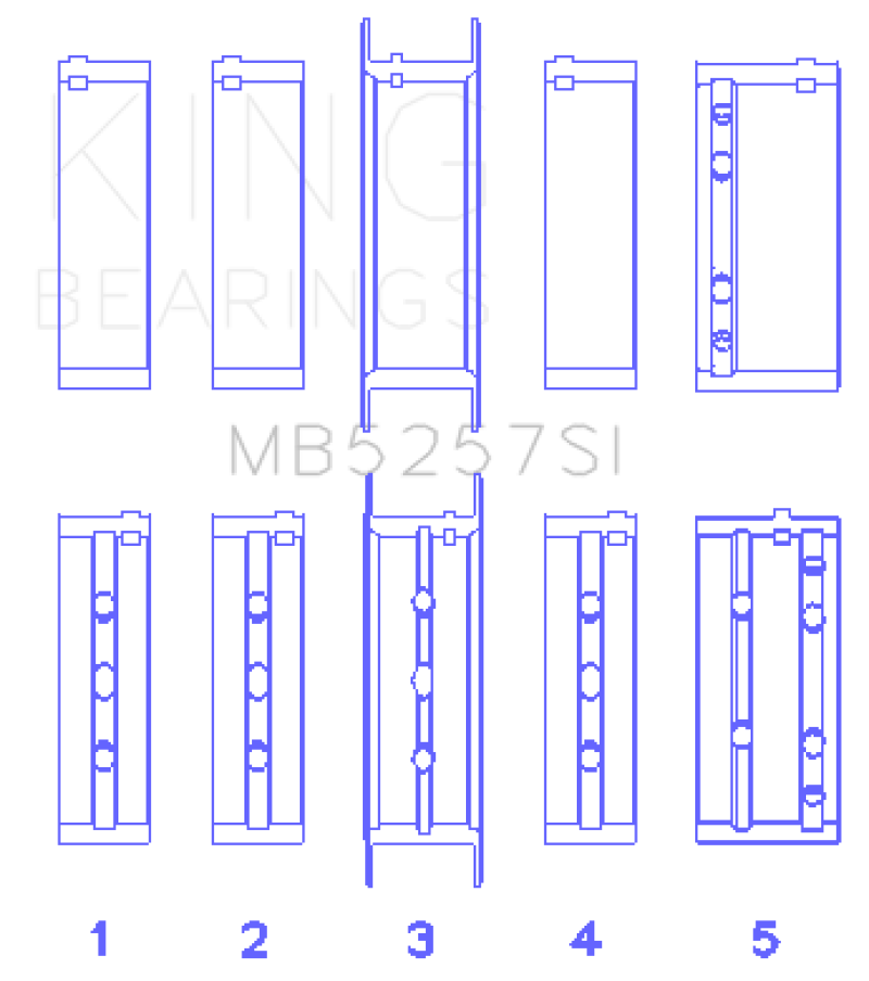 King Engine Bearings General Motors 379/V8 Ohv (Size +0.50mm) Main Bearing Set - MB5257SI0.5