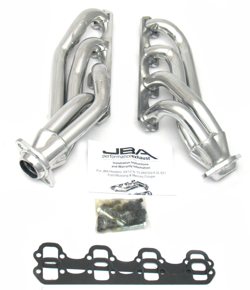 JBA 65-73 Ford Mustang 260-302 SBF 1-5/8in Primary Silver Ctd Mid Length Header - 1650SJS