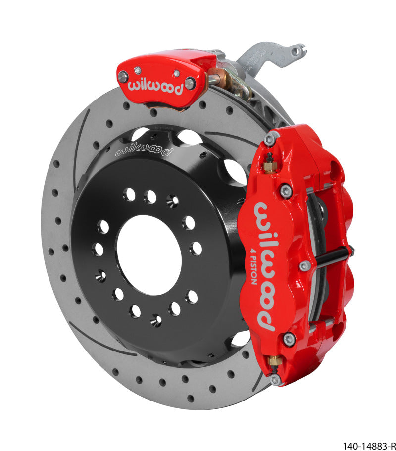 Wilwood Narrow Superlite 4R-MC4 Red Rear Kit 12.88in Drilled Rotor 88-96 Chevy Corvette C4 - 140-14883-DR