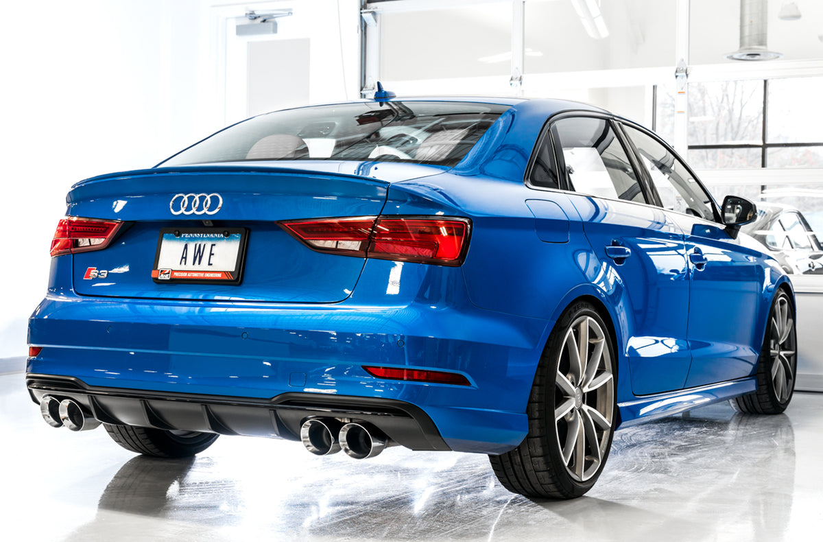 AWE Tuning Audi 8V S3 Track Edition Exhaust w/Chrome Silver Tips 102mm - 3015-42142