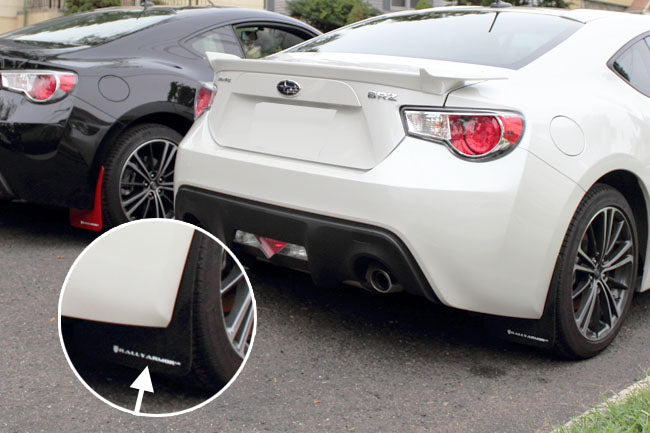 Rally Armor 13-17 Subaru BRZ / Scion FR-S Black UR Mud Flap w/ White Logo - MF23-UR-BLK/WH