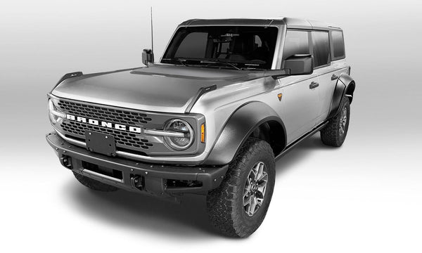 Bushwacker 2021+ Ford Bronco 4-Door Extend-A-Flares 4pc - Black - 20961-02 for 2021-2025 Ford Bronco - front view
