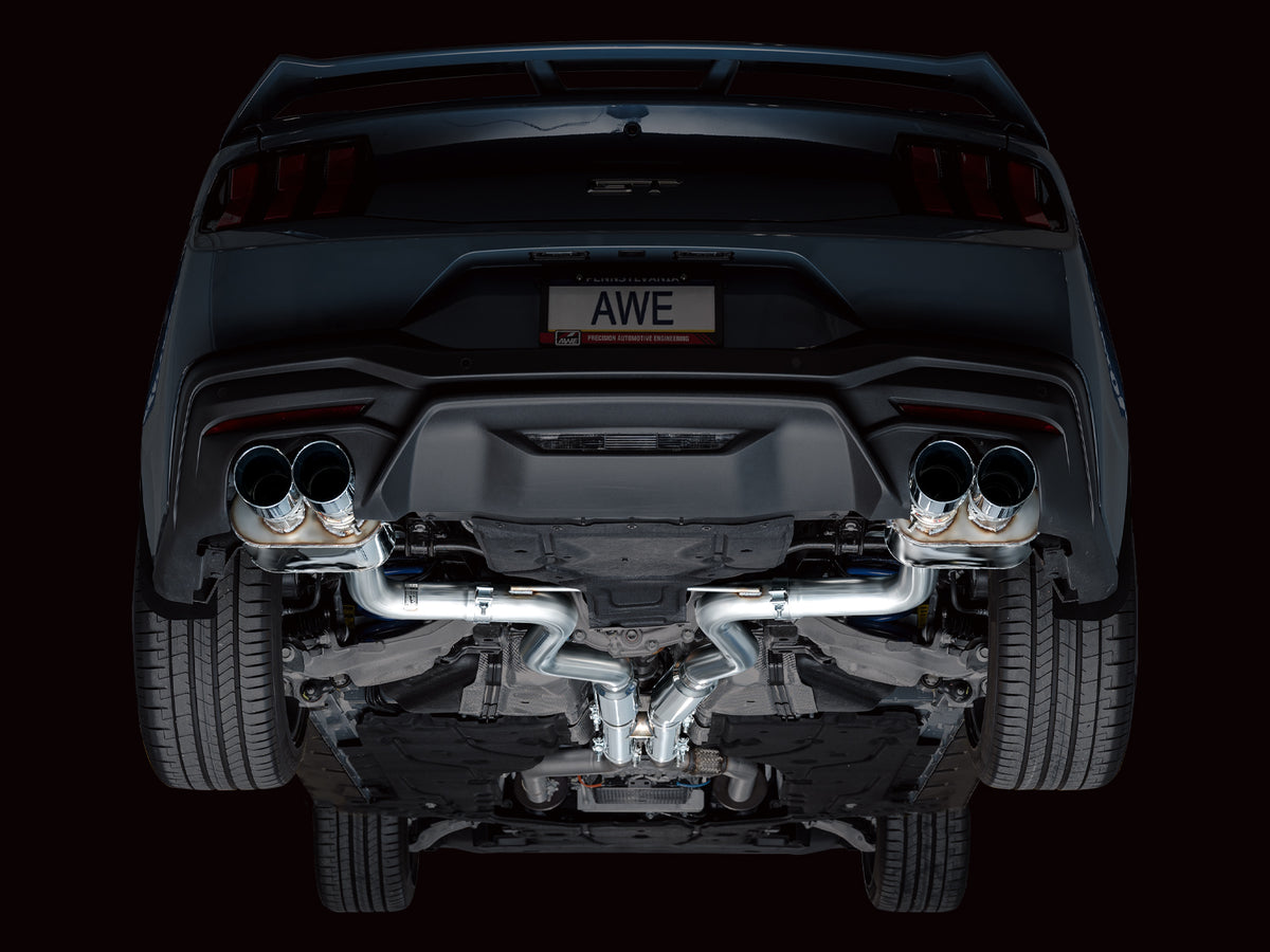 AWE 2024 Ford Mustang GT Fastback S650 RWD SwitchPath Catback Exhaust w/ Quad Chrome Silver Tips - 3025-42650