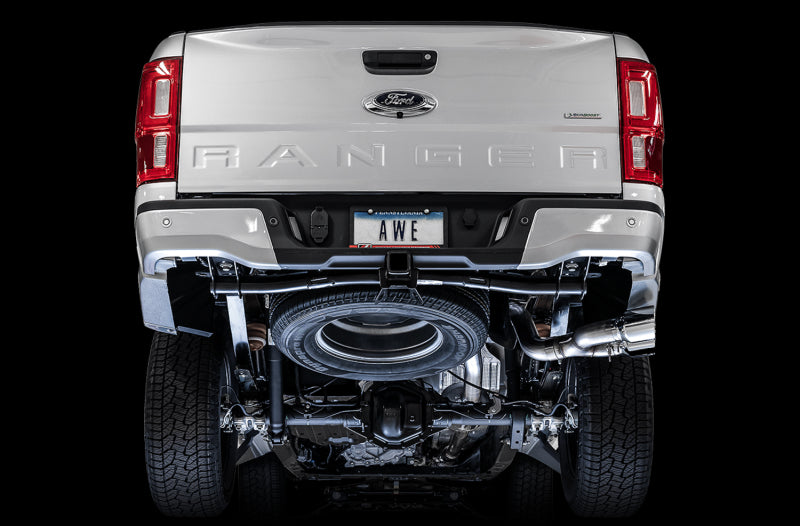 AWE Tuning 2019+ Ford Ranger 0FG Performance Exhaust System w/Chrome Silver Tips &amp; Bash Guard - 3015-22072