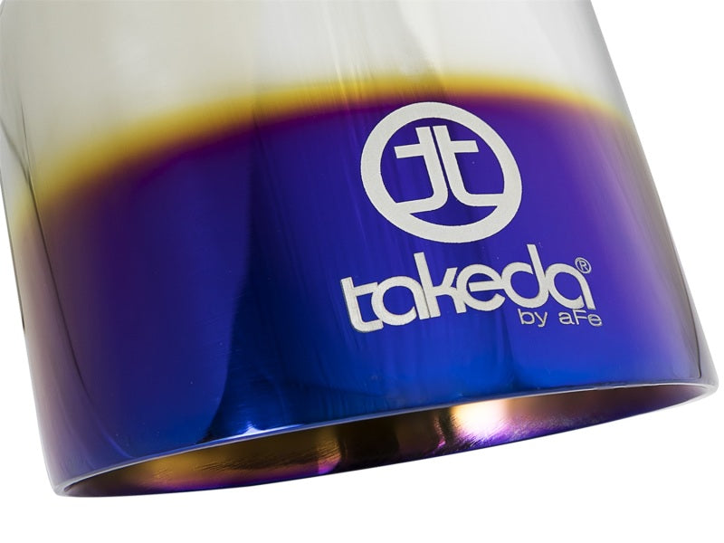 aFe Takeda 304 Stainless Steel Clamp-On Exhaust Tip 2.5in. Inlet / 4.5in. Outlet - Blue Flame - 49T25454-L07