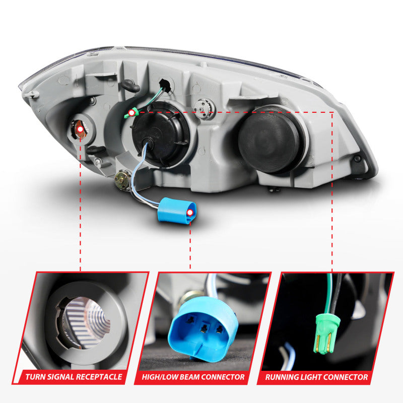 ANZO 05-10 Chevrolet Cobalt / 07-10 Pontiac G5 LED Projector Headlights w/ Seq Black Housing - 121573
