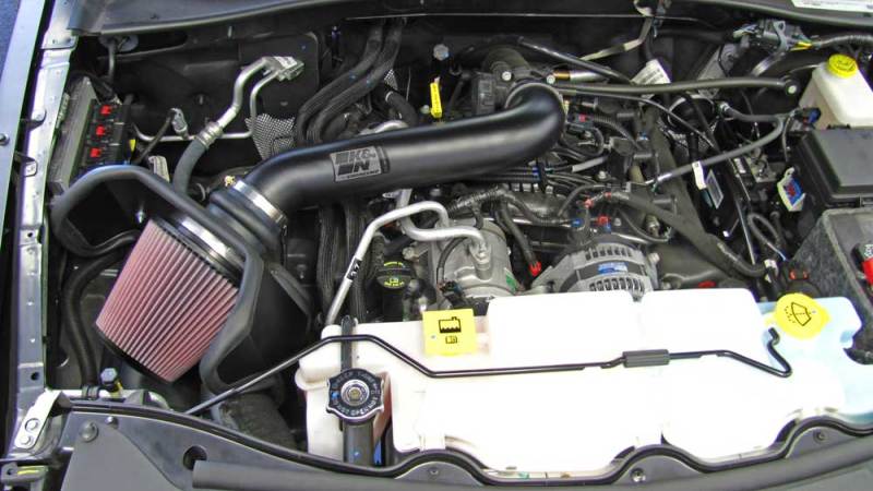 K&N 10-11 Jeep Liberty 3.7L V6 High Flow Performance Intake Kit - 77-1562KTK for 2010-2012 Jeep Liberty - installed view