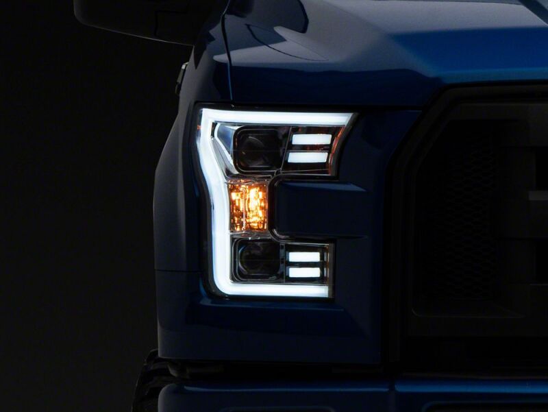 Raxiom 15-17 Ford F-150 Projector Headlights with LED Accent- Chrome Housing- Clear Lens - T542858 - close-up view 9