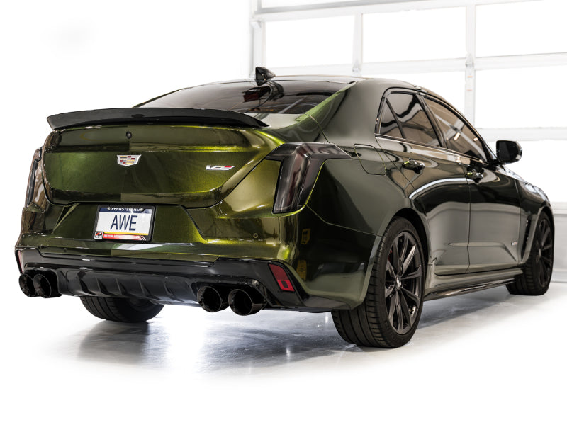 AWE Tuning 2021+ Cadillac CT4-V Blackwing SwitchPath Exhaust - Diamond Black Tips - 3025-43436