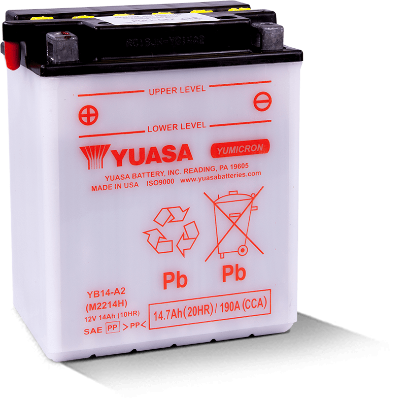 Yuasa YB14-A2 Yumicron CX 12 Volt Battery - YUAM2214HIND for 1991-2003 Honda CB750 Nighthawk