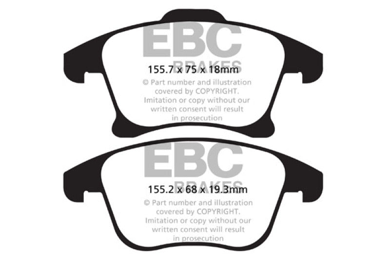 EBC 13+ Ford Fusion 1.6 Turbo Yellowstuff Front Brake Pads - DP42159R
