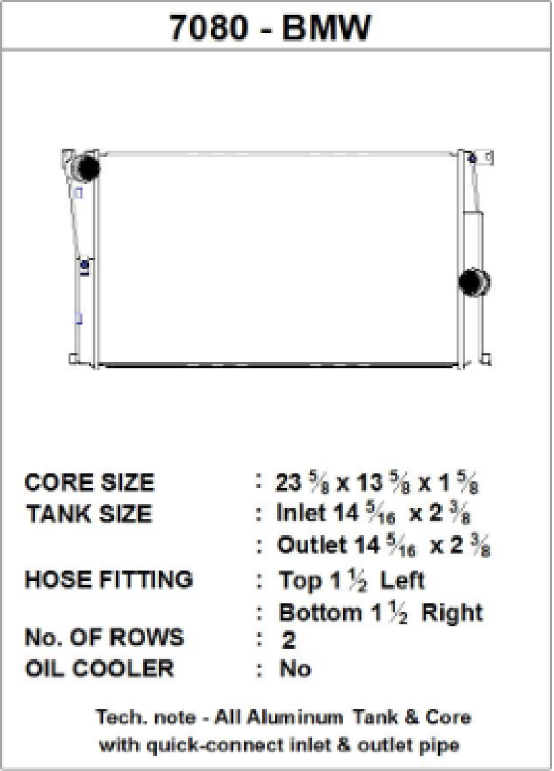 CSF BMW 2 Seires (F22/F23) / BMW 3 Series (F30/F31/F34) / BMW 4 Series (F32/F33/F36) M/T Radiator - 7080