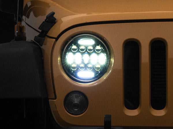 Raxiom 97-18 Jeep Wrangler TJ/JK Axial Series 13-LED Headlights- Black Housing (Clear Lens) - J150093 for 1997-2018 Jeep Wran