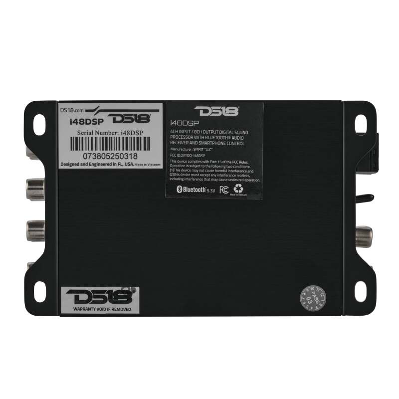 DS18 4-Channel In and 8-Channel Out DSP Bluetooth Audio Receiver Smartphone Control - i48DSP - side view