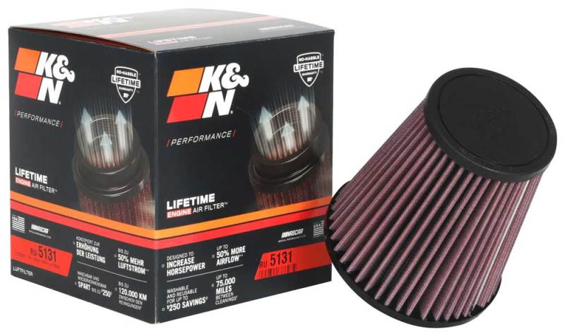 K&amp;N Universal Clamp-On Air Filter 2-3/4in FLG / 5-1/16in B / 3-1/2in T / 5-1/2in H - RU-5131