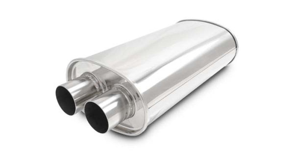 Vibrant Universal Streetpower 2.25in Stainless Steel Dual In-Out Oval Muffler - 10534 by Vibrant - front view