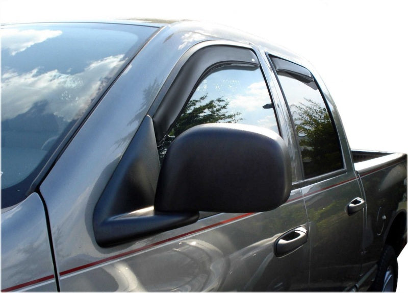 AVS 02-08 Dodge RAM 1500 Quad Cab Ventvisor In-Channel Front &amp; Rear Window Deflectors 4pc - Smoke - 194623