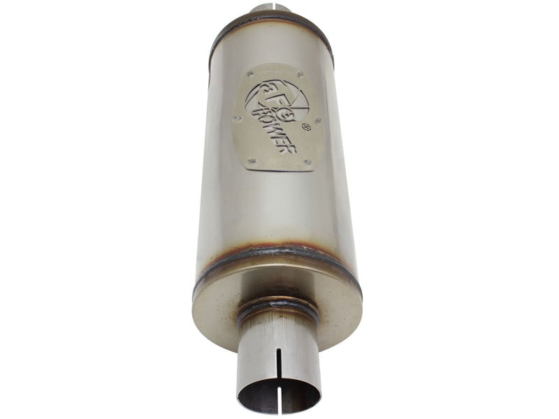 aFe MACH Force-Xp 409 SS Muffler 2-1/2in Center/Center 14in L X 6in Dia - Round Body - 49M00007
