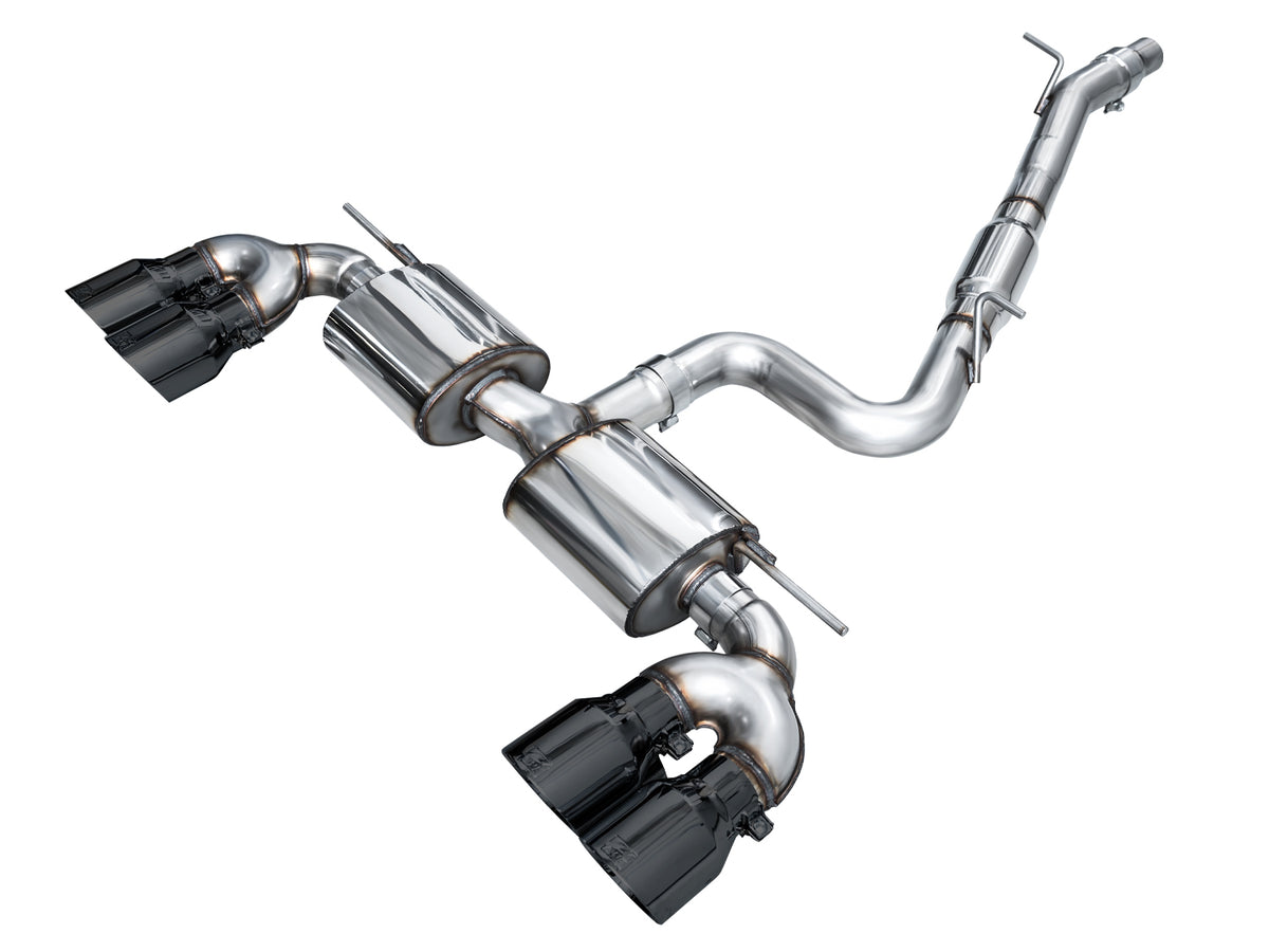 AWE MK8 Volkswagen Golf R 3in Touring Edition Quad Exhaust - Diamond Black Tips - 3015-43658