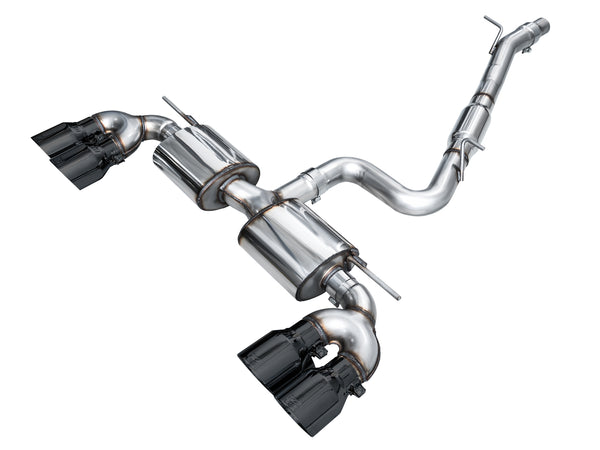 AWE MK8 Volkswagen Golf R 3in Touring Edition Quad Exhaust - Diamond Black Tips - 3015-43658