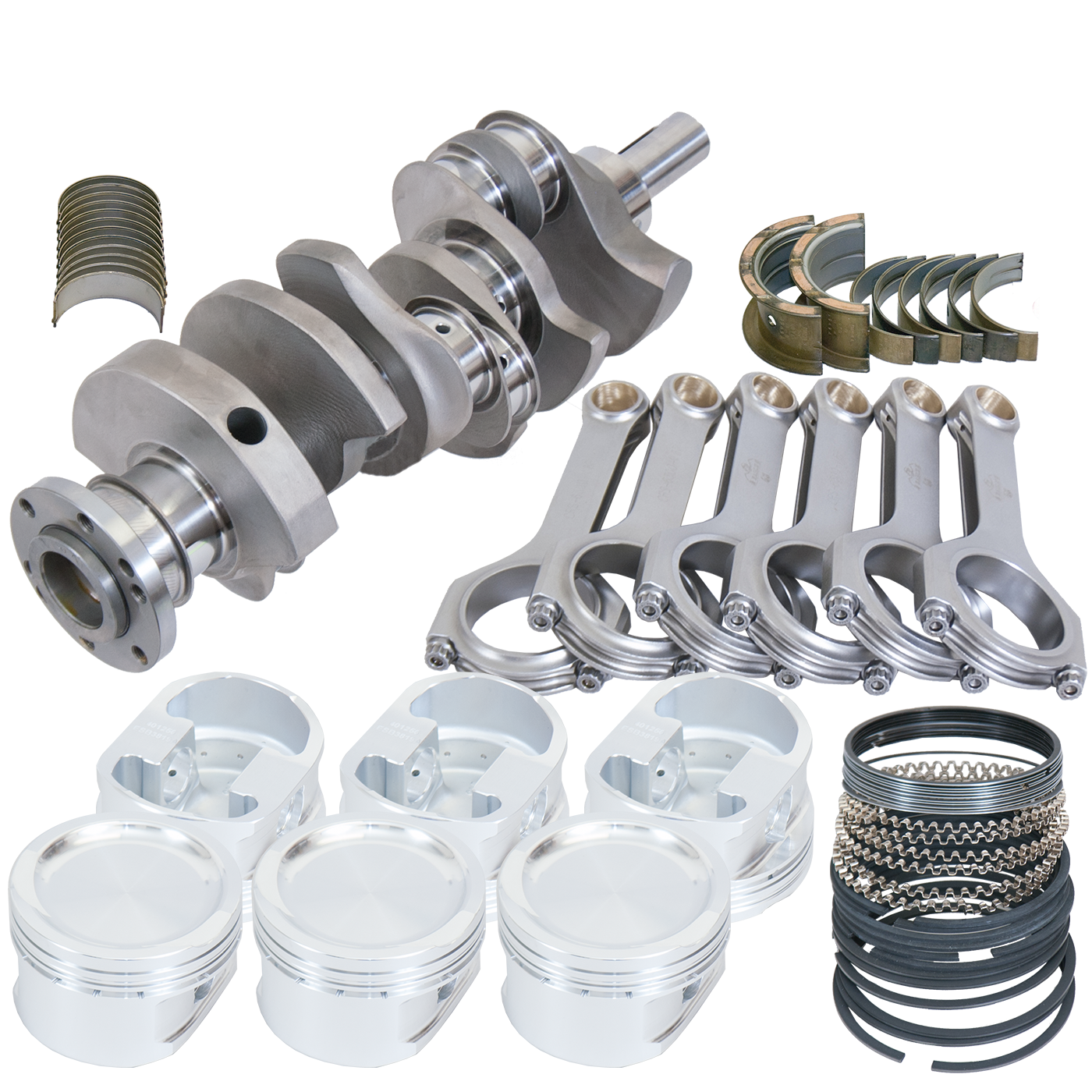Eagle Buick 3.8L V6 3.625in 4140 Steel Crank 6.300in H-Beam -26.2cc 3.819in Piston Balanced Assembly - B45101U3819 - front view