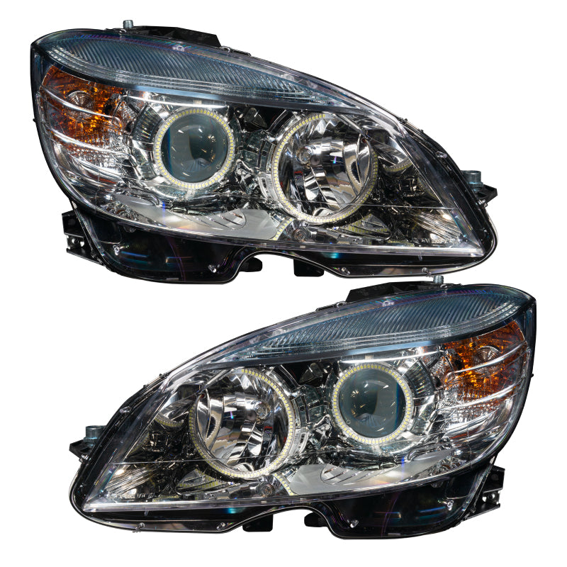 Oracle 08-11 Mercedes Benz C-Class Pre-Assembled Headlights - Chrome Housing - White SEE WARRANTY - 7115-001