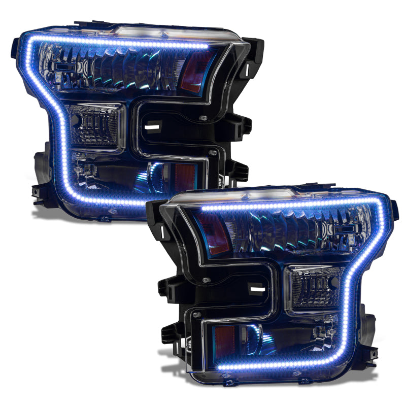 Oracle 15-17 Ford F-150 Dynamic RGB+A Pre-Assembled Headlights Halogen - Blk Edition - SEE WARRANTY - 8201-332