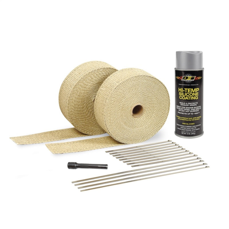 DEI Exhaust Wrap Kit - Tan Wrap &amp; Aluminum HT Silicone Coating - 10112
