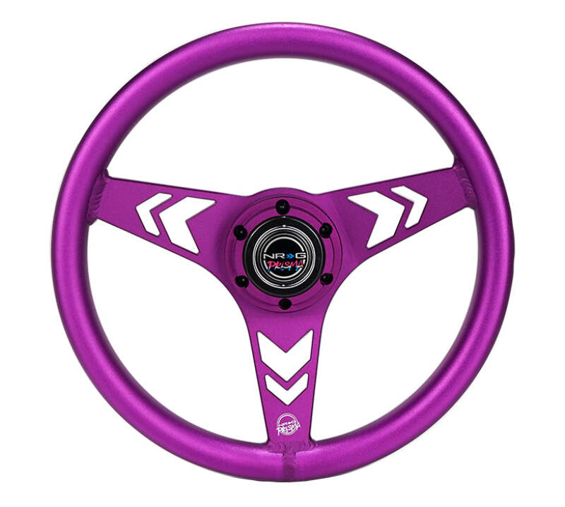 NRG Aluminum Steering Wheel 330mm - Arow Cutout - Ergonomic Grip - Anadized Purple - RST-070-PP - front view