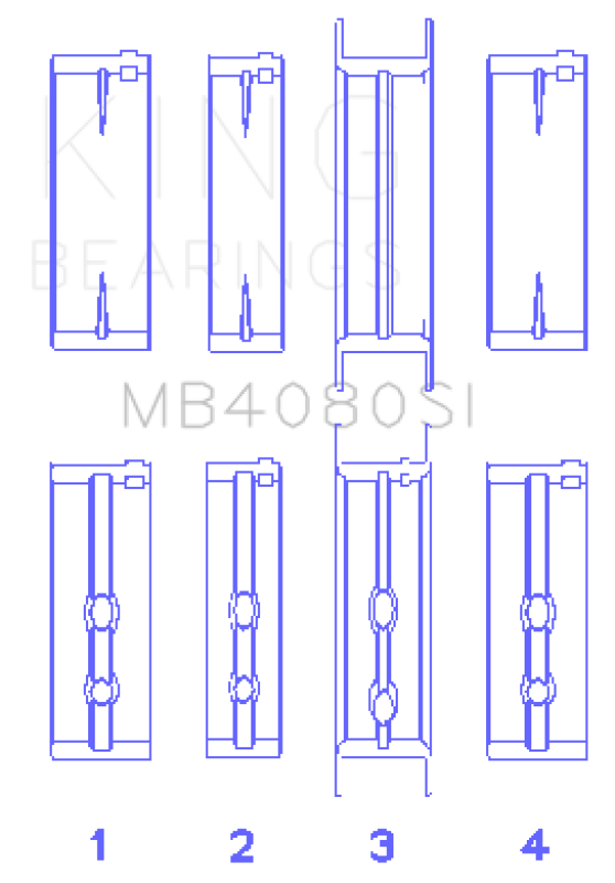 King Engine Bearings Gmc 2.8L/3.4L V6 173Ci/207Ci (Size +1.0mm) Main Bearing Set - MB4080SI1.0