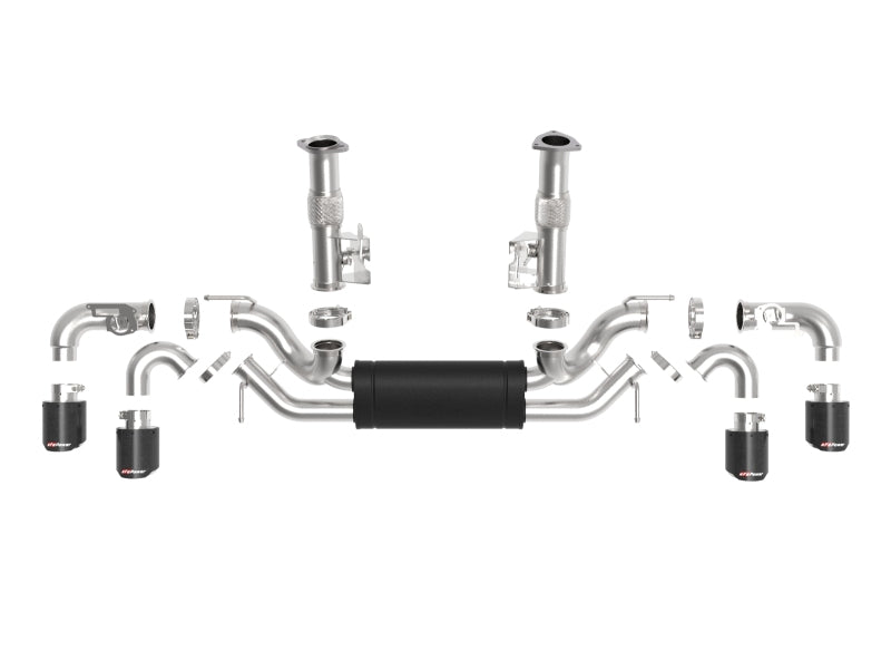 aFe MACH Force-Xp 3in to 2-1/2in 304SS Cat-Back 2020 Chevy Corvette (C8) 6.2L - Carbon Fiber Tip - 49-34124-C