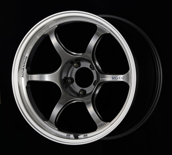 Advan RG-D2 16x6.5 +38 4-100 Machining & Racing Hyper Black Wheel - YAT6D38AHB by Advan - front view