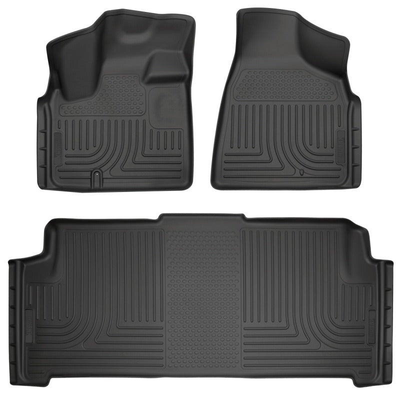 Husky Liners 08-20 Dodge Grand Caravan Weatherbeater Front & 2nd Seat Floor Liners - Black - 93691